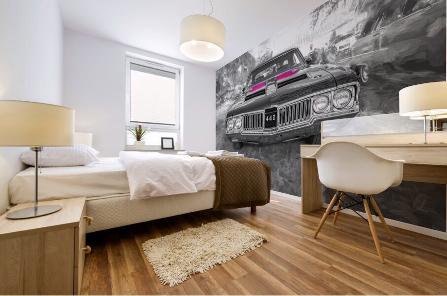 1970 Black Oldsmobile 442 W30 X 3 Mural print