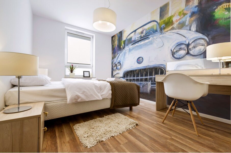 1958 White Corvette C1 X 11 Mural print