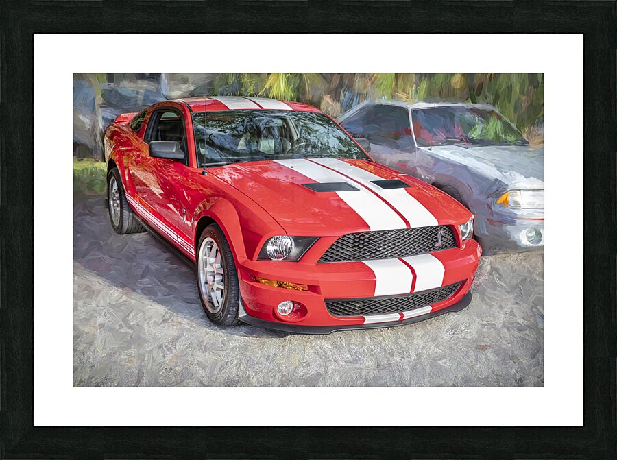 2007 Red Ford Shelby Mustang GT500 X 4 Picture Frame print