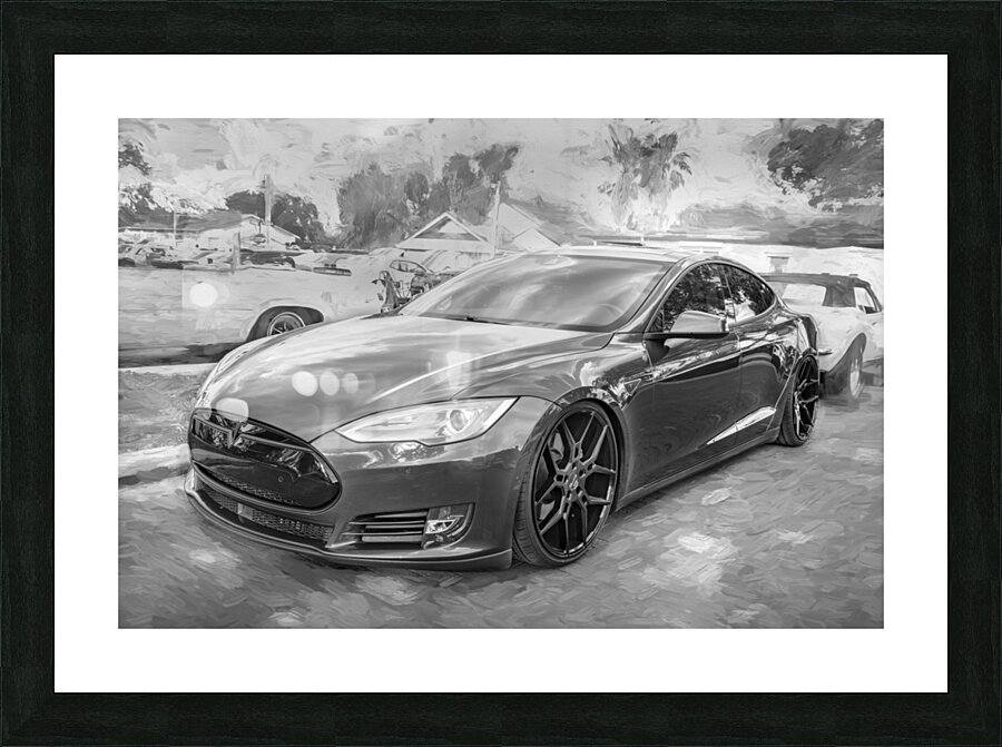 2015 Grey Tesla Model S P85D X 8 Picture Frame print