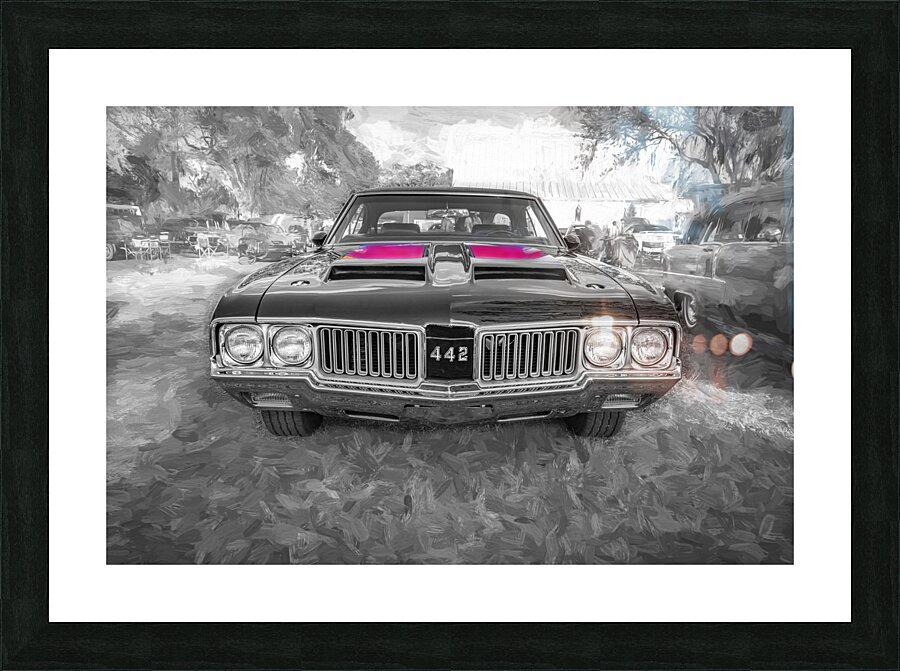 1970 Black Oldsmobile 442 W30 X 3 Picture Frame print