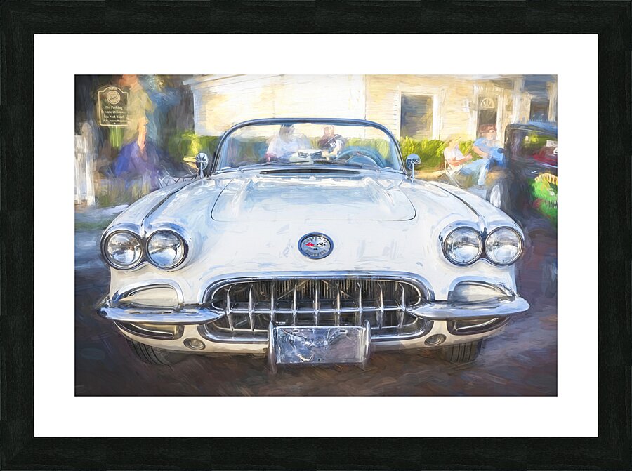 1958 White Corvette C1 X 11 Picture Frame print