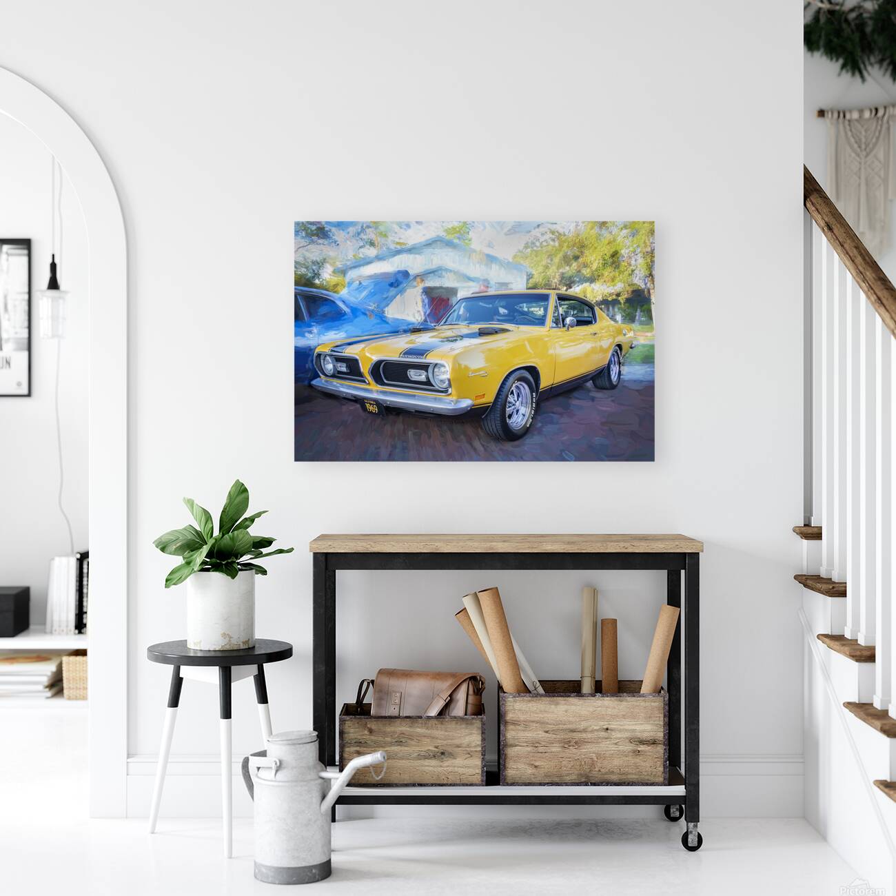 1969 Yellow Plymouth HEMI Barracuda Fastback X100 7 by Rich Franco Wall Art