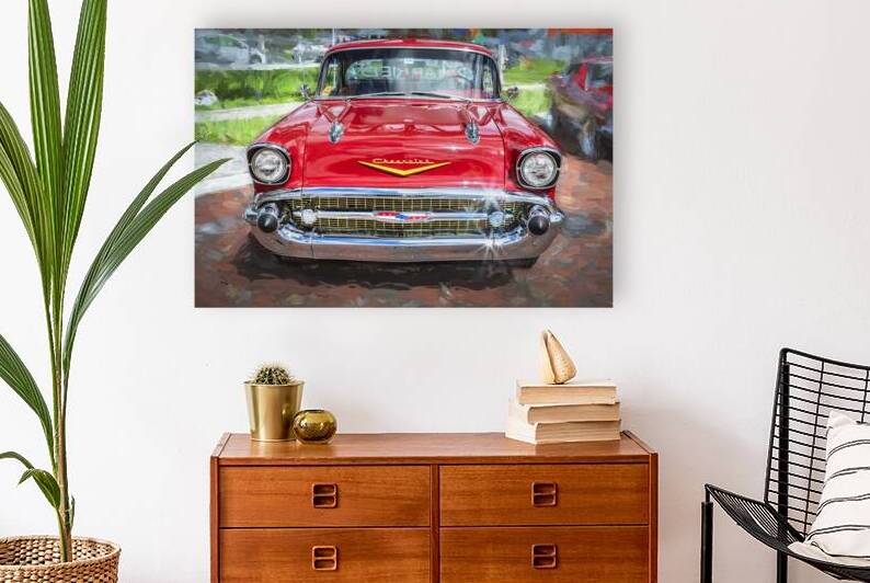 1957 Red Chevrolet Bel Air 4 Dr Sport X 8 by Rich Franco