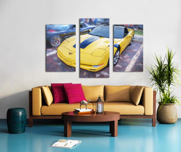 2001 Yellow Chevrolet Corvette C5 X 10 by Rich Franco Wall Art
