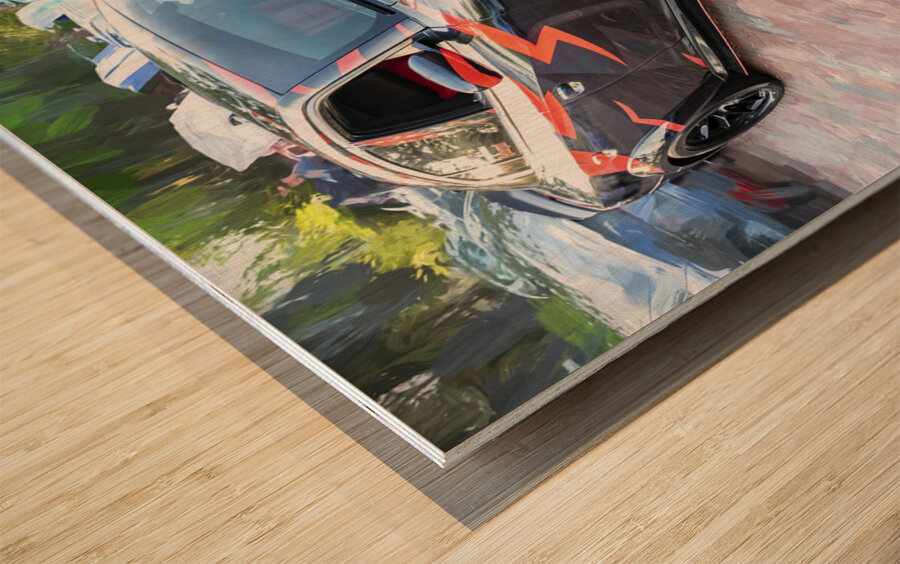 2016 Black Dodge Charger SRT Hellcat X 6 Wood print