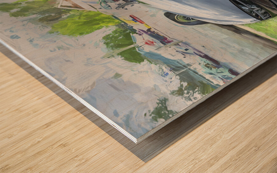 2015 Grey Tesla Model S P85D X 4 Wood print