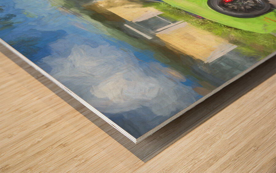 2020 Green Dodge Challenger Hemi RT Shaker X2 8 Wood print