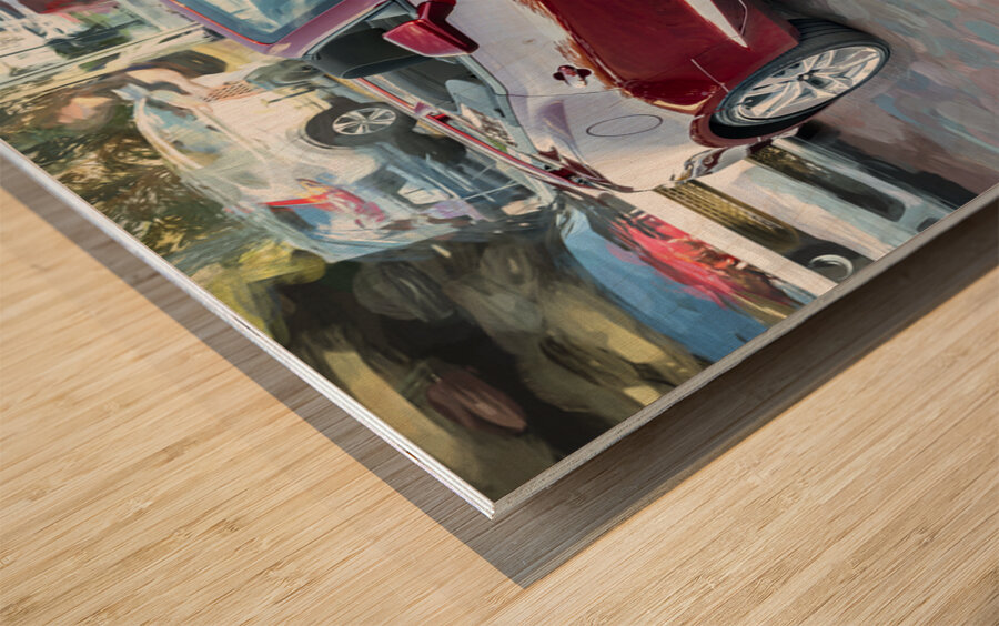 2023 Red Chevrolet Camaro Convertible X 2 Wood print