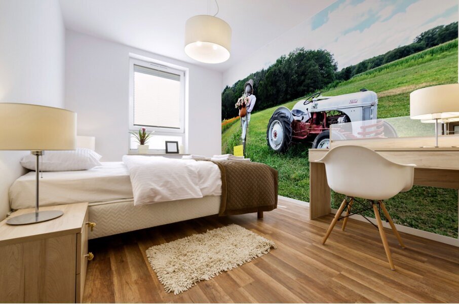 Tractor and Scarecrow: Whimsy on the Windrows Mural print