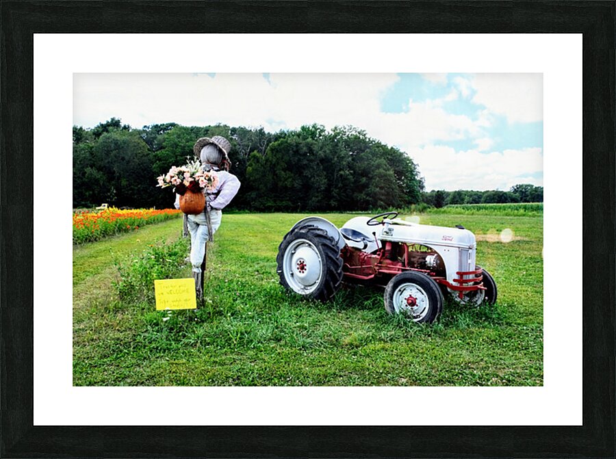 Tractor and Scarecrow: Whimsy on the Windrows Picture Frame print