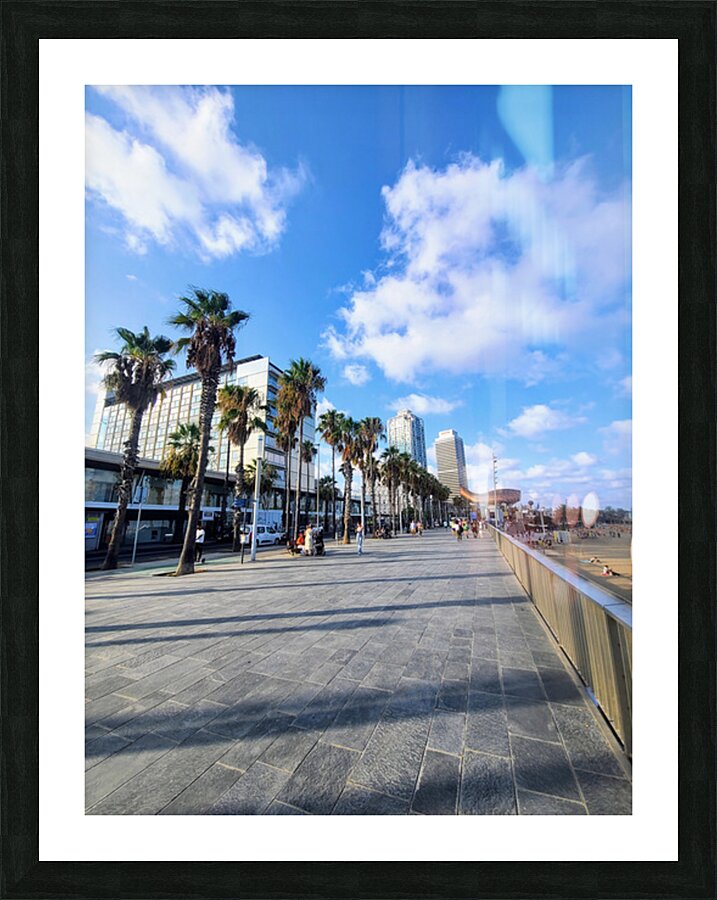 Sun-Kissed Horizons: Barcelona Beach Picture Frame print