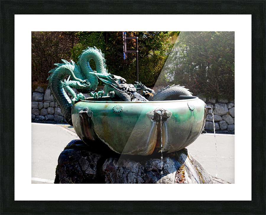 Dragon Bowl Sculpture Water Fountain Picture Frame print