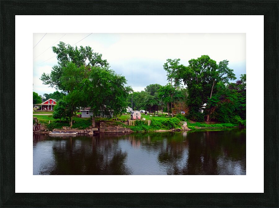 Country Home on Lake Picture Frame print