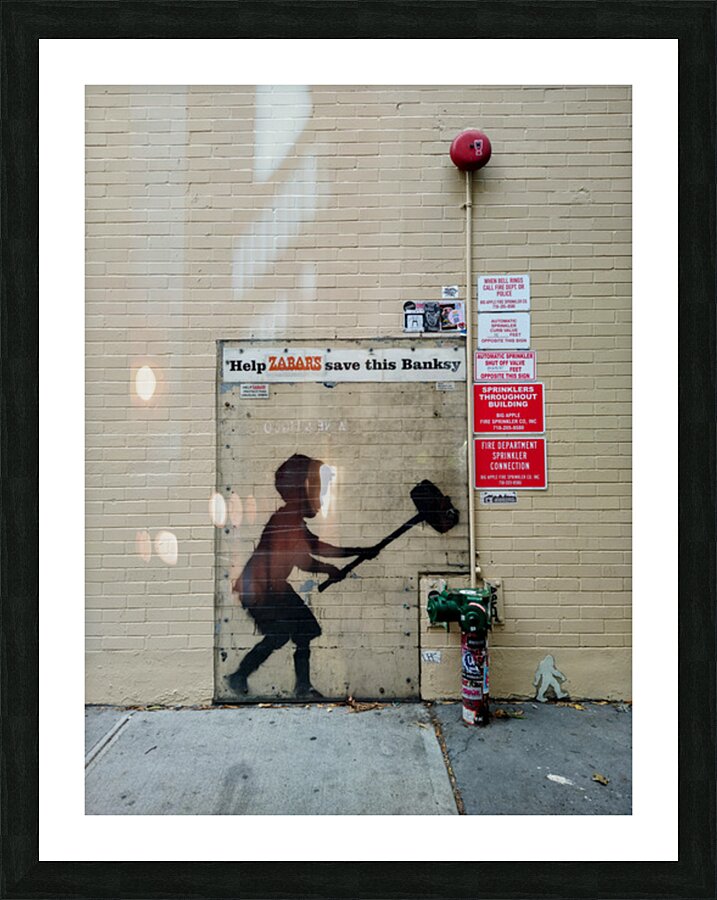 Banksy on Broadway Boy Hammering Hydrant Picture Frame print