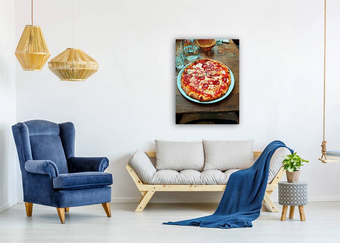 Pepperoni Pizza Pie Portrait Reproduction