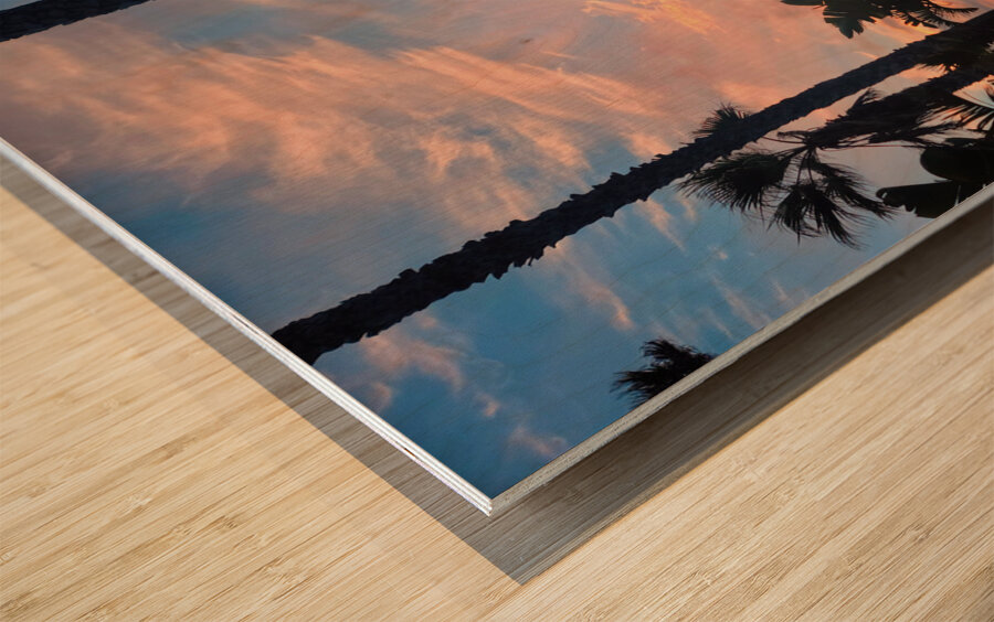 Sunset Paints the Sky in Fire Wood print