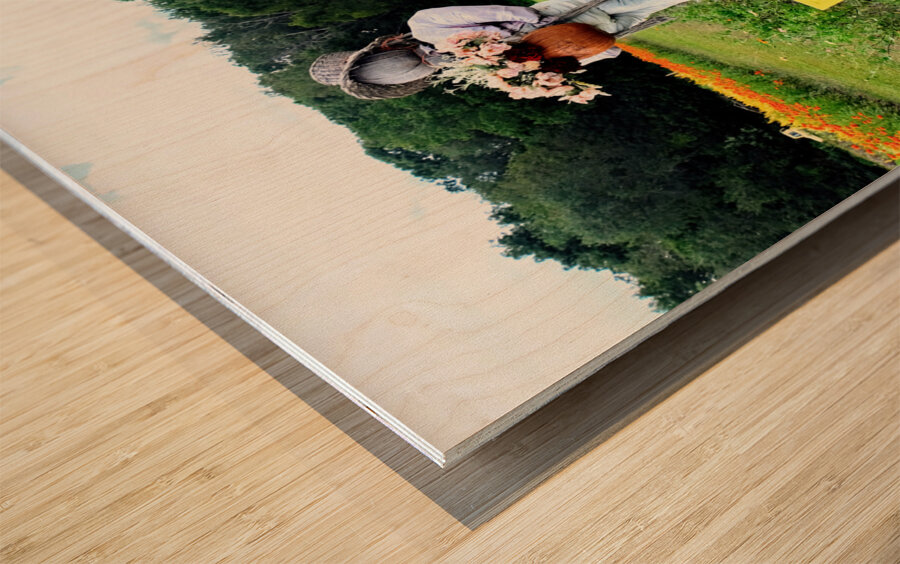 Tractor and Scarecrow: Whimsy on the Windrows Wood print