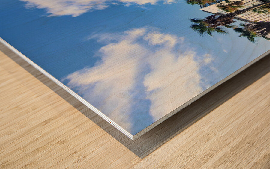 Sun-Kissed Horizons: Barcelona Beach Wood print