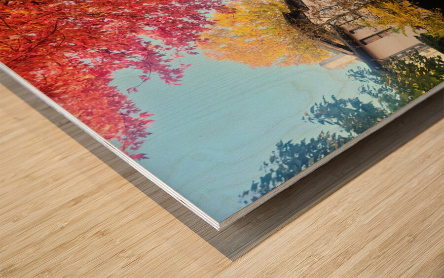 Fall Over the Fence - Autumn’s Embrace  Wood print