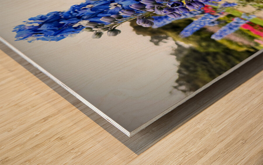 Larkspur: Midnight Choir of the Garden Realm Wood print