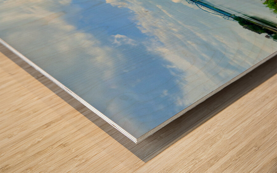 Whispers Between the Sky and Stream Wood print