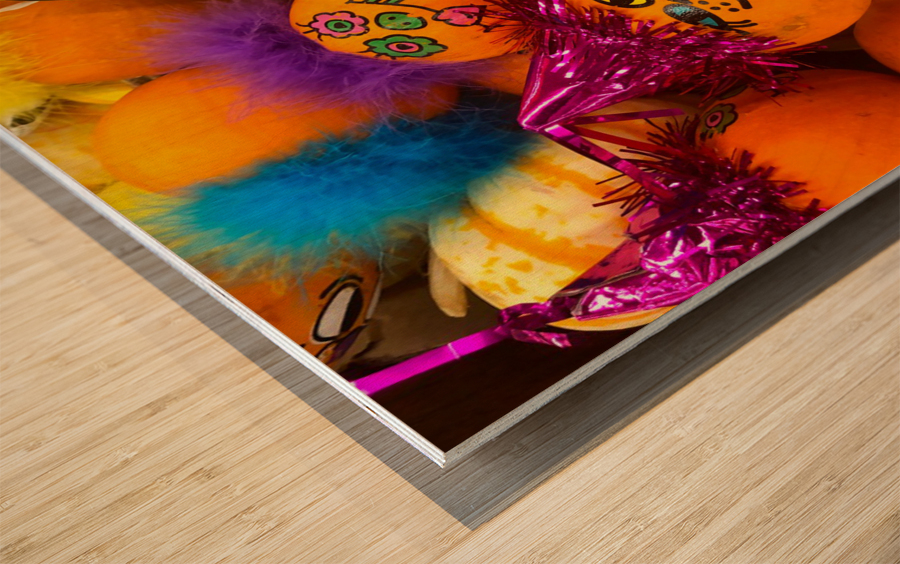 Halloween Pumpkin Faces Impression sur bois