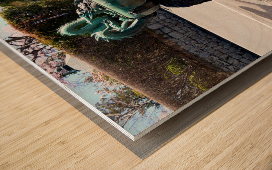 Dragon Bowl Sculpture Water Fountain 2 Impression sur bois