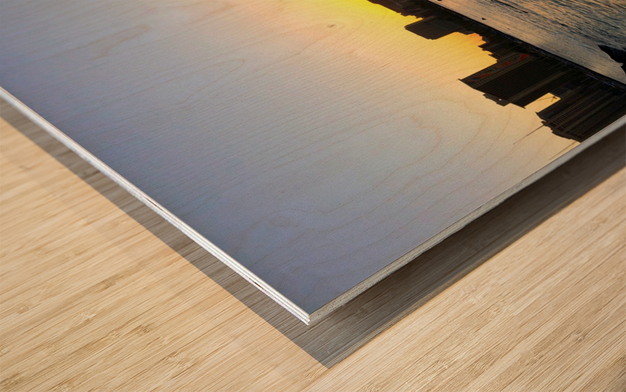 Sitting by the Dock of the Bay Sunrise Wood print