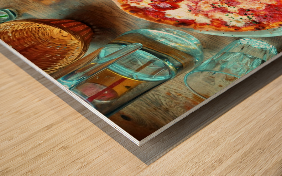 Pepperoni Pizza Pie Portrait Wood print