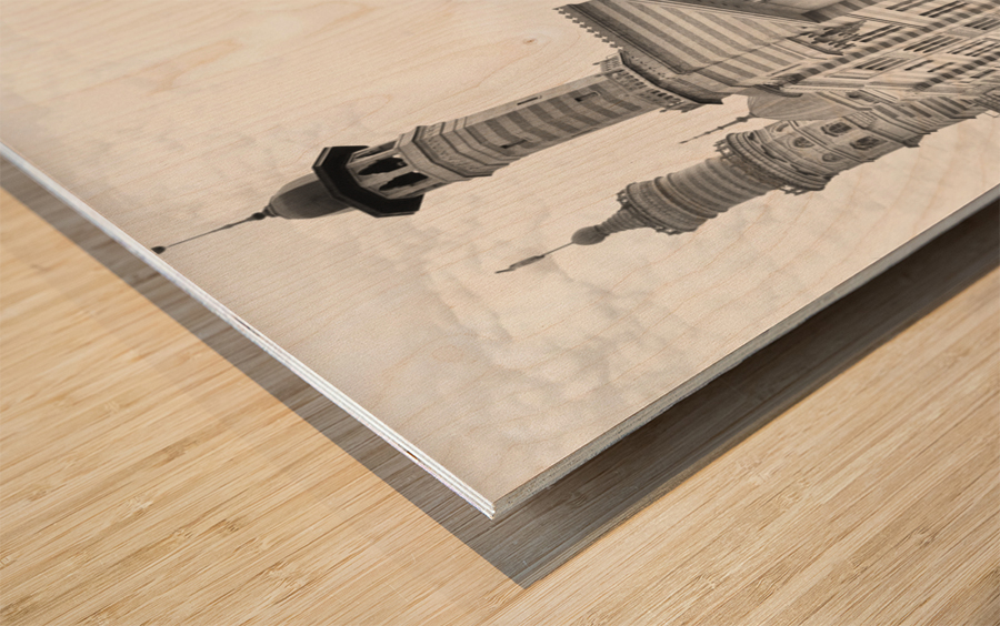 Murat Shriners Centre in Grayscale Wood print