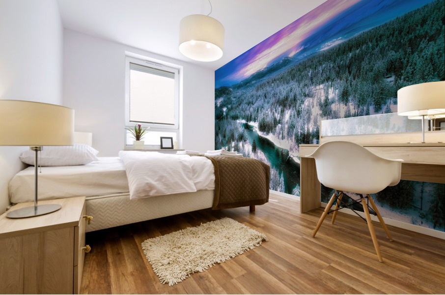 Winter Over the River Mural print