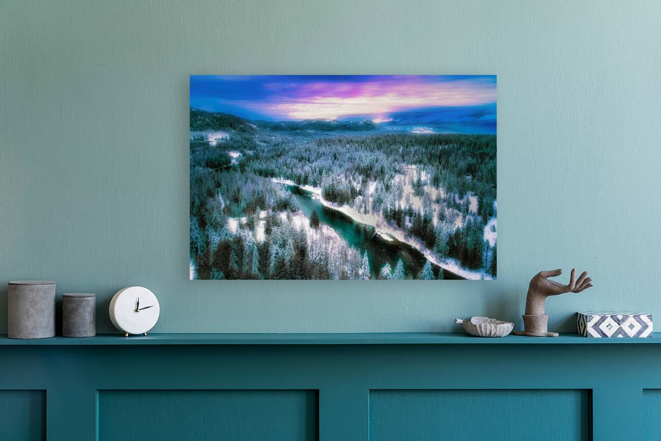 Winter Over the River Reproduction