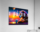 Bear drinking coffe in deep space Acrylic Print