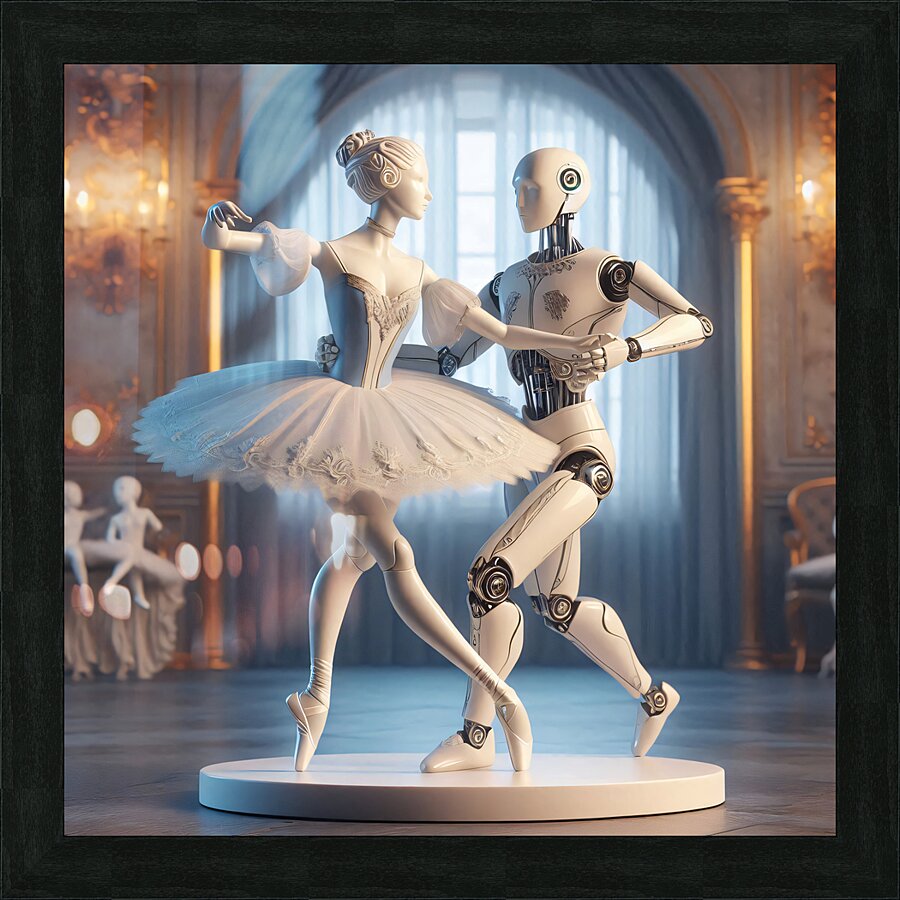 Porcelain humanoid dancers Picture Frame print