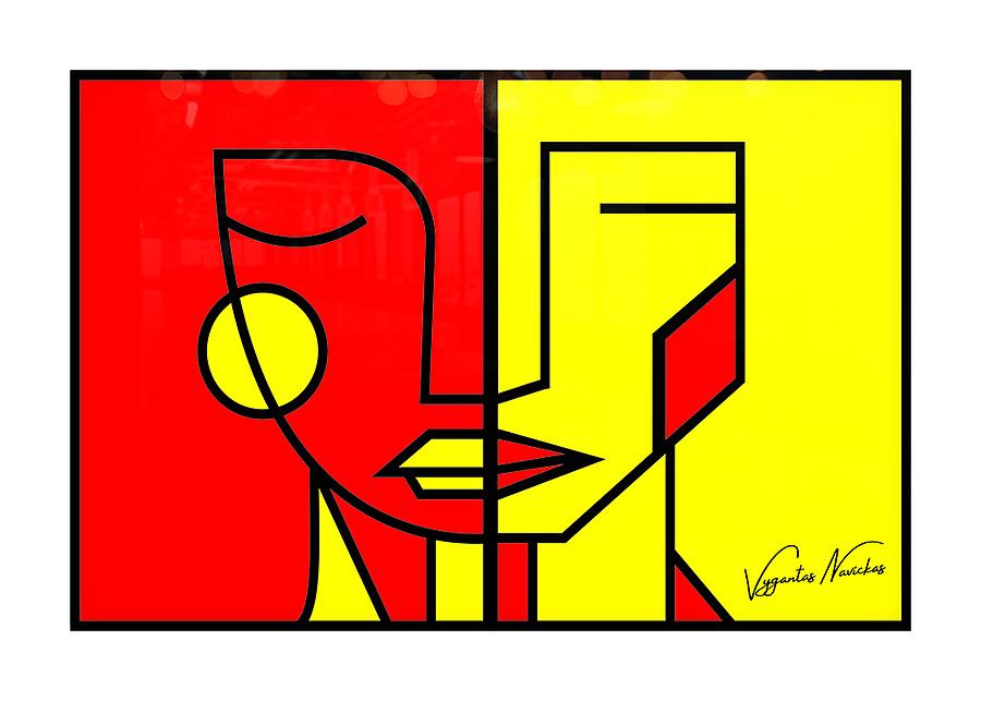 Geometric faces Picture Frame print