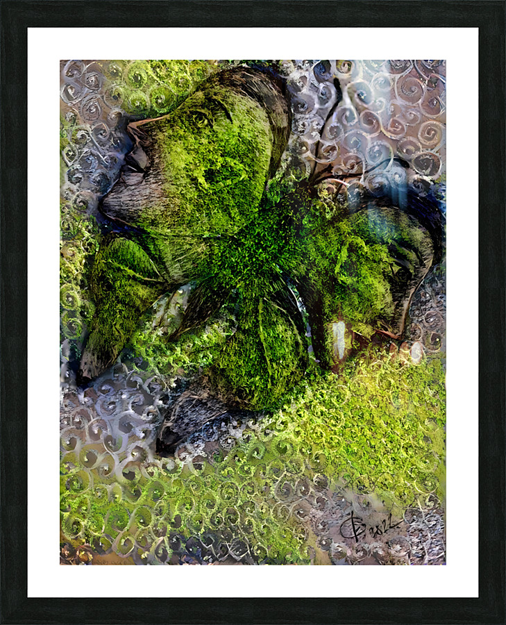 Mossy butterfly Picture Frame print