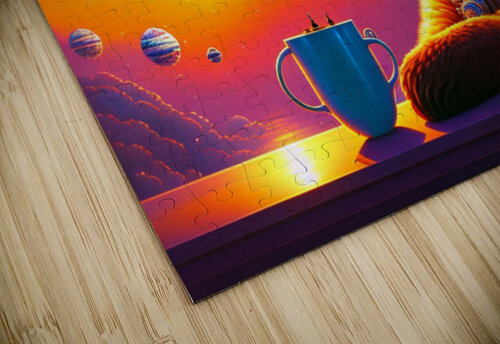 Bear drinking coffe in deep space navickas puzzle