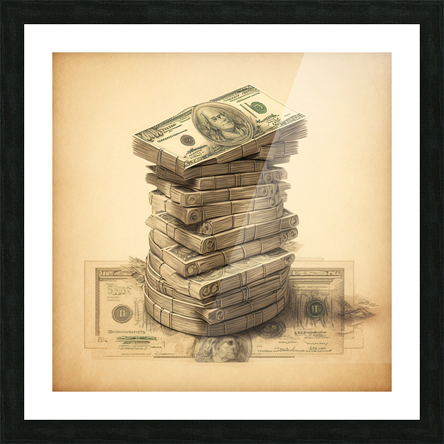 Stacking money Picture Frame print