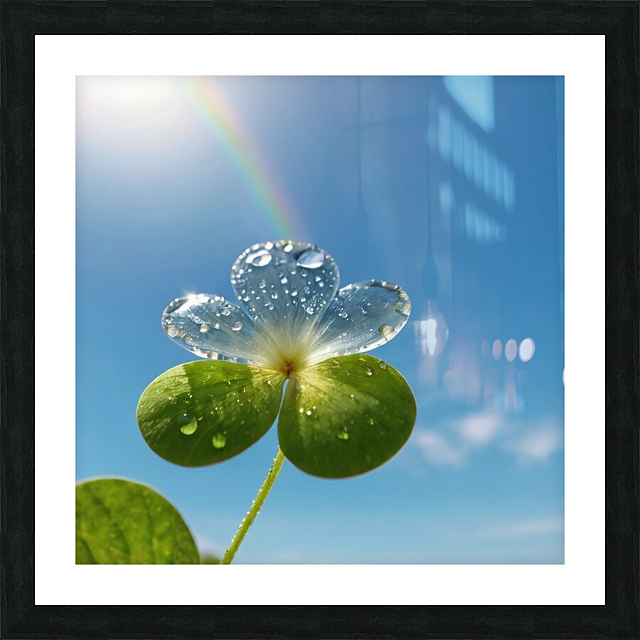 lovely pastel rainbow on the clearly blue sky background Picture Frame print