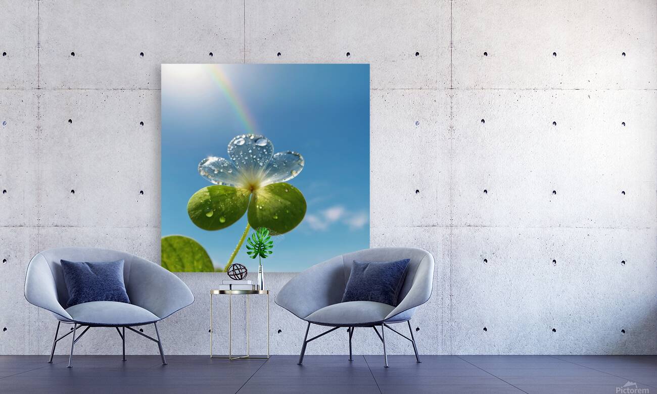 lovely pastel rainbow on the clearly blue sky background Reproduction