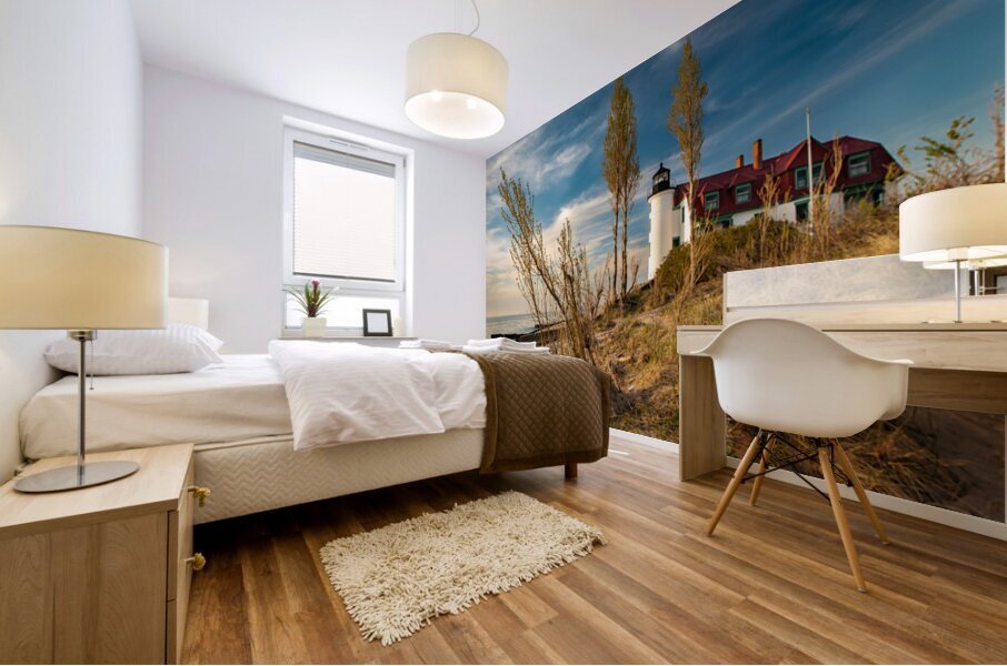 Point Betsie Lighthouse On The Beach Mural print