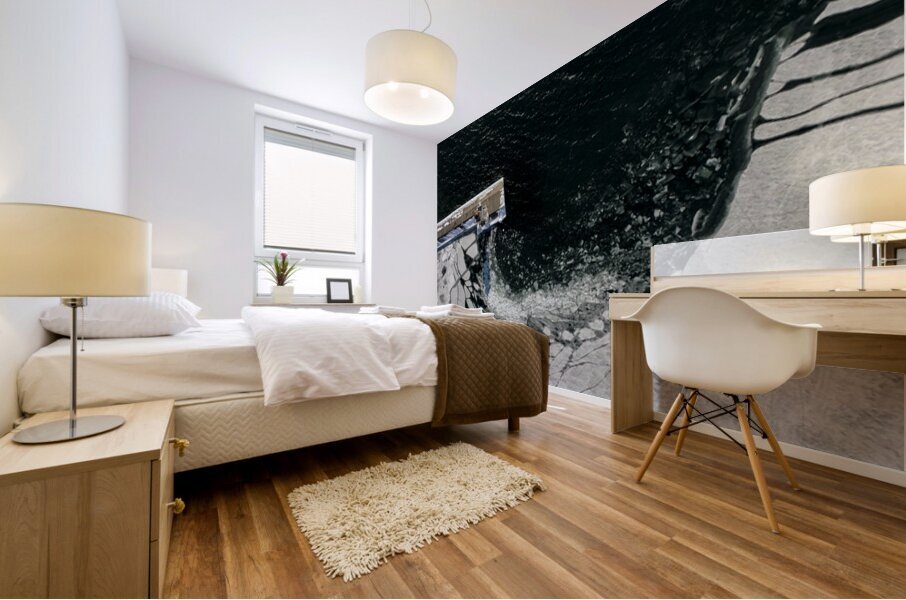 Grand Marais Winter Harbor Lighthouse Mural print