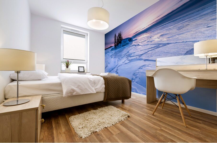 Icy Sunrise over Frozen Lake Superior Mural print