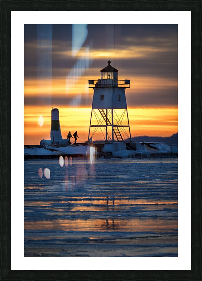 Grand Marais Lighthouse Over Ice Picture Frame print