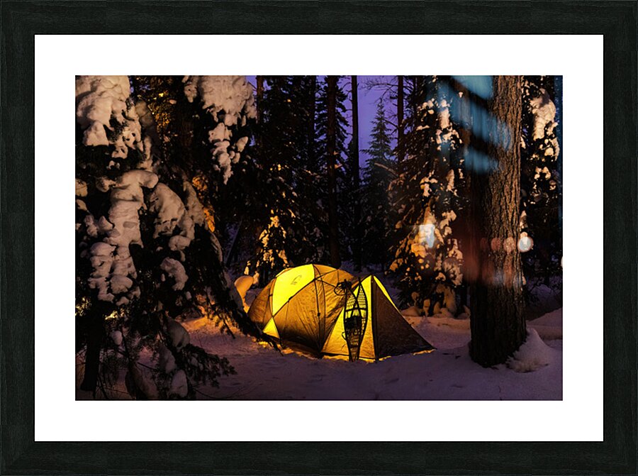 Winter Camping Under the Stars in Minnesota Picture Frame print