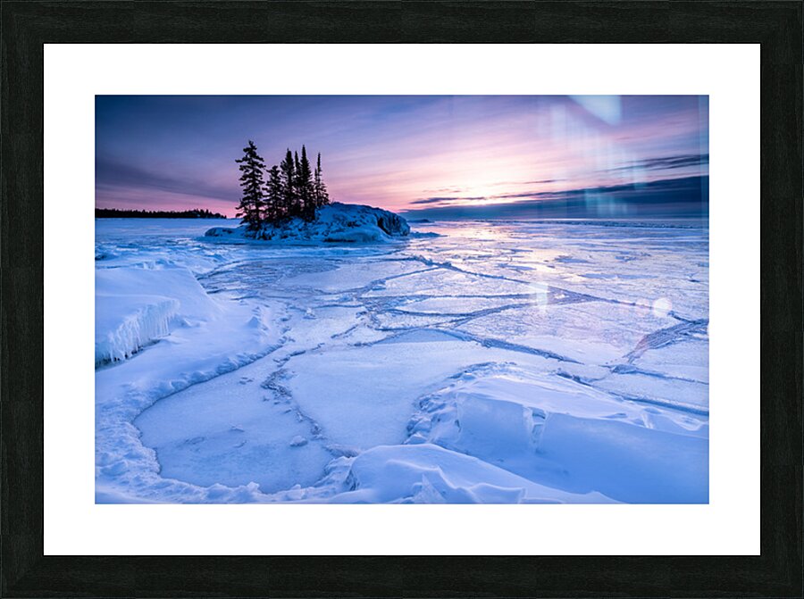Icy Sunrise over Frozen Lake Superior Picture Frame print