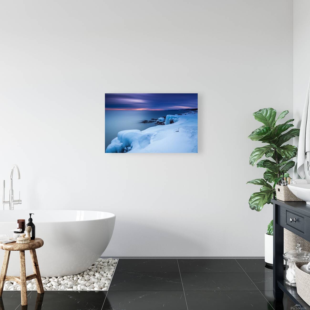 Minnesota Northshore Winter Sunset Reproduction