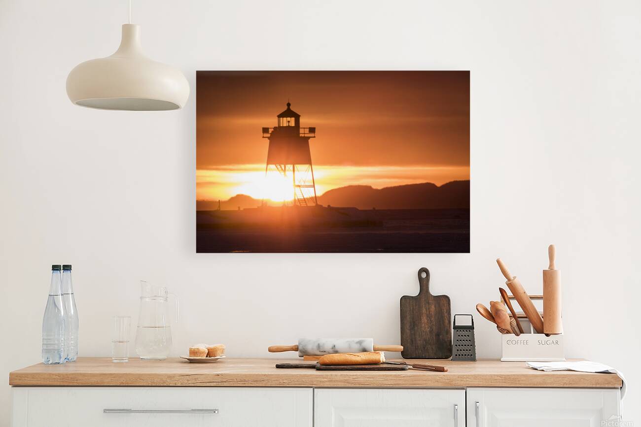 Grand Marais Minnesota Lighthouse Sunset Reproduction