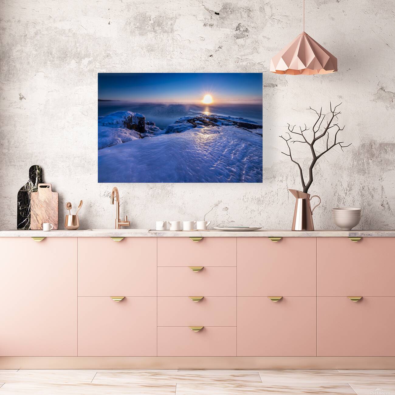 Sunrise on Ice Over Lake Superior Reproduction